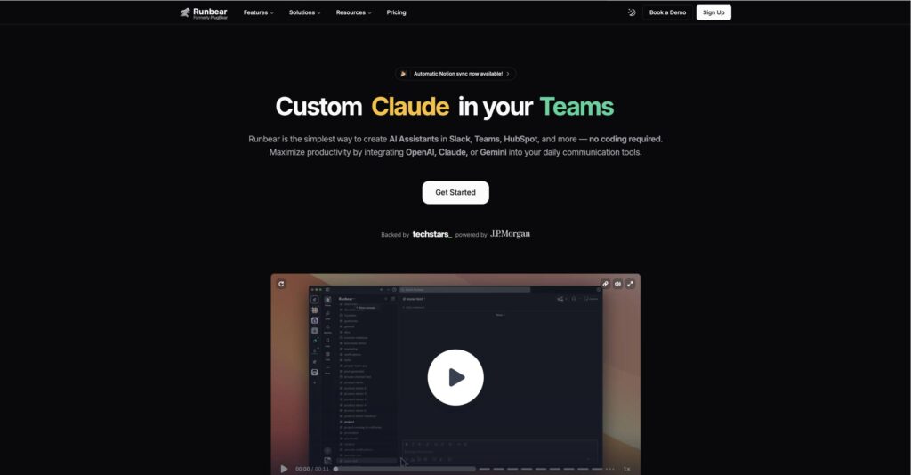 Benutzeroberfläche von RunBear.io für die Integration von KI-Assistenten in Kommunikationsplattformen